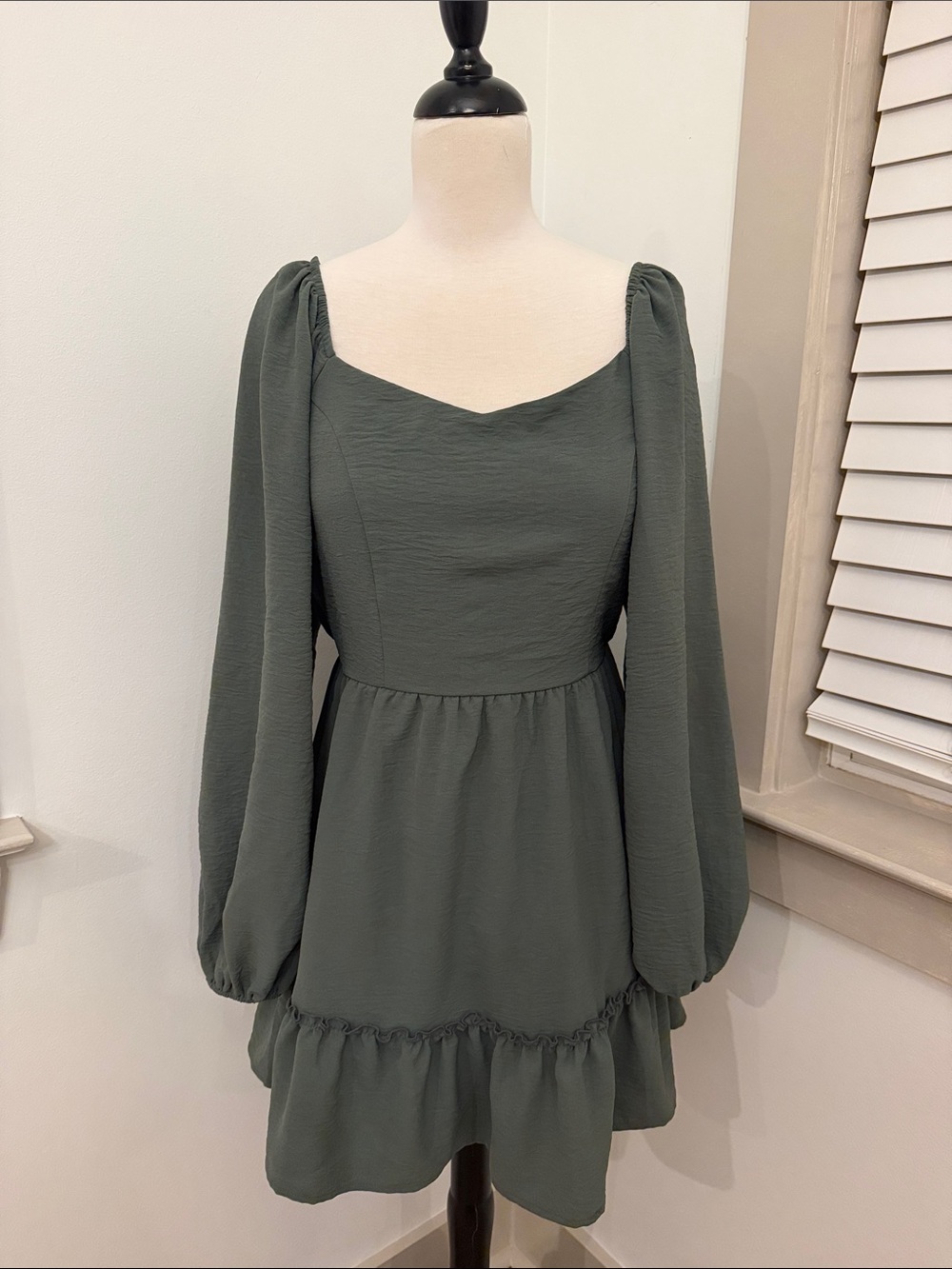 Altar’d State Olive Green Long Sleeve Mini Dress